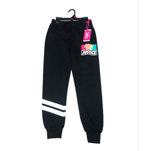 Justice Girl Stripe Pants Jogger Black Size S (7-8) - Picture 4 of 7